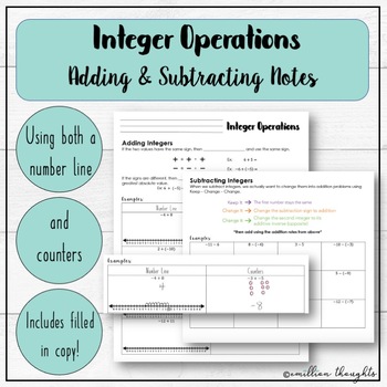 Preview of Integer Operations (Adding & Subtracting) Guided Notes