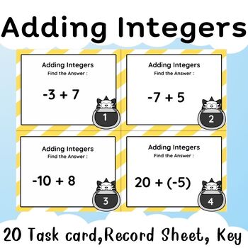 Preview of Integer Addition Task Cards for Middle School Math(grades 6 to 8)