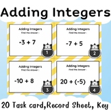 Integer Addition Task Cards for Middle School Math(grades 6 to 8)