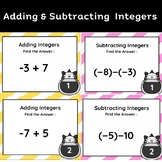 Integer Operations Adding and Subtracting - Task Cards, Sc