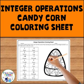 Preview of Integer Operations Candy Corn Coloring Sheet