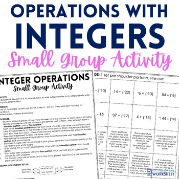 Preview of Integer Operations Cooperative Learning Activity