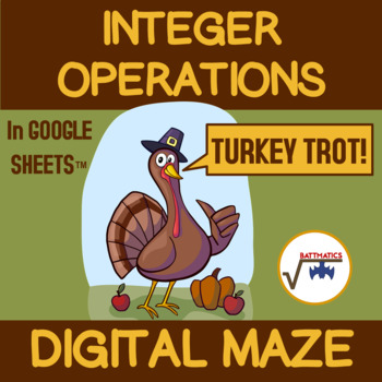 Preview of Integer Operations DIGITAL MAZE | THANKSGIVING | DISTANCE LEARNING | SELF-CHECK