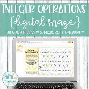 Preview of Integer Operations DIGITAL Maze Activity for Google Drive Distance Learning
