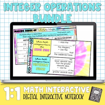 Preview of Integer Operations Digital Interactive Notebook