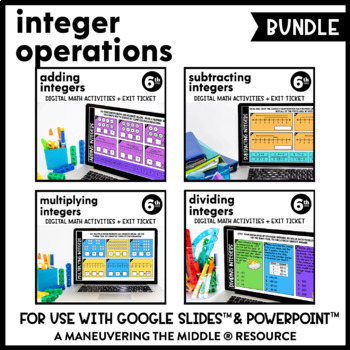 Preview of Integer Operations Digital Math Activity Bundle | 6th Grade Google Slides