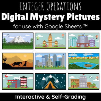 Preview of Integer Operations Digital Mystery Pictures BUNDLE