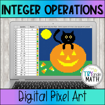 Preview of Integer Operations Digital Pixel Art Halloween