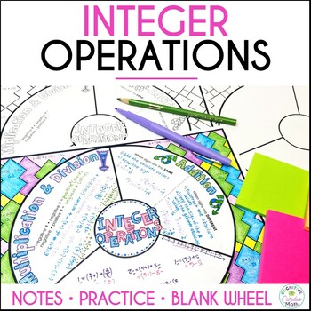 Preview of Integer Operations Doodle Math Wheel Guided Notes and Practice