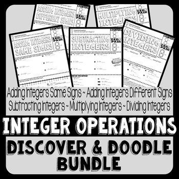 Preview of Integer Operations Discover & Doodle Bundle