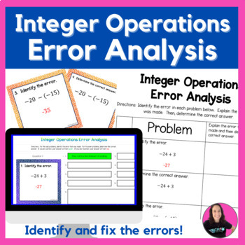 Preview of Integer Operations Error Analysis Digital and Printable Activity