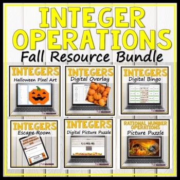 Preview of Integer Operations Fall Themed Resource Bundle