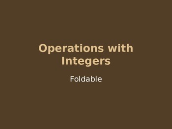 Preview of Integer Operations Foldable
