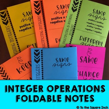 Preview of Integer Operations Foldables