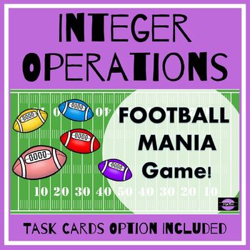 Preview of Integer Operations – Football Mania Game with Task Cards Bundle