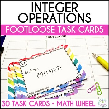 Preview of Integer Operations 7th Grade Math Task Card Activity and Math Wheel Guided Notes