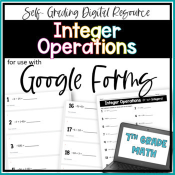 Preview of Integer Operations Google Forms Homework FREEBIE!!!