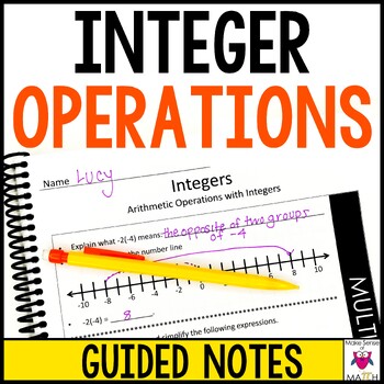 Preview of Integer Operations Guided Notes | Integers on a Number Line