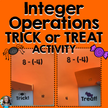 Preview of Integer Operations Halloween Activity (TRICK or TREAT Game)