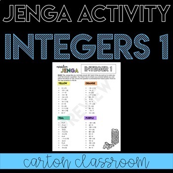 Preview of Integer Operations Jenga Activity