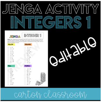 Preview of Integer Operations Jenga Activity - EDITABLE!