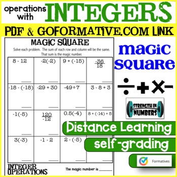 Preview of Integer Operations Magic Square Distance Learning Practice GOFORMATIVE.COM
