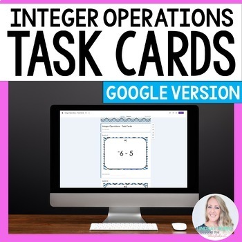 Preview of Integer Operations Math Task Cards | Digital Google Slides Math Activity