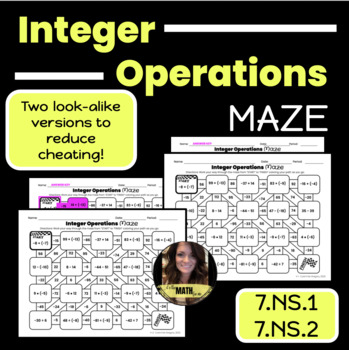 Preview of Integer Operations Maze | Worksheet | 7.NS.1 & 7.NS.2