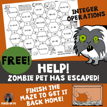 Preview of Integer Operations Maze Zombie Theme {Simple Level} FREEBIE