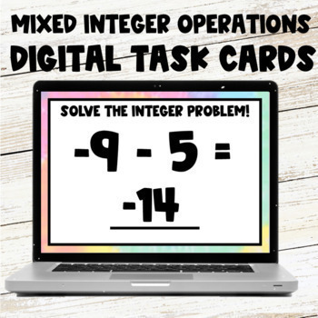 Preview of Integer Operations Mixed Review Digital Task Cards Google Slides