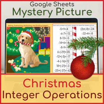 Preview of Integer Operations | Mystery Picture Christmas Puppy