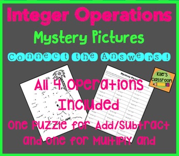 Preview of Integer Addition/Subtraction/Multiplication/Division Mystery Picture  bundle