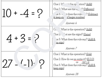 Preview of Integer Operations Partner Flashcards (with support!)