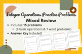 Integer Operations Practice Problems + Word Problems | Mix