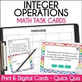Integer Operations Print and Digital Task Cards | Footloose