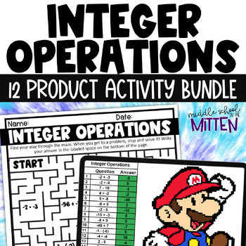 Preview of Mixed Integer Operations Printable & Digital Practice & Review Activity Bundle