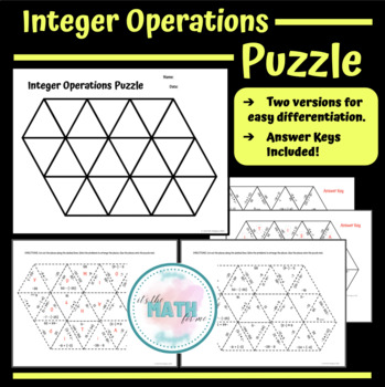 Preview of Integer Operations Puzzle | 7.NS.1 & 7.NS.2 | Cut & Paste | Hands-on, Engaging