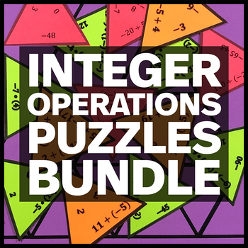 Preview of Integer Operations Puzzle BUNDLE - Fun Math Activity