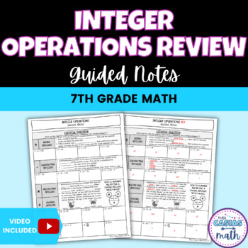 Preview of Integer Operations Review Guided Notes Lesson