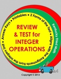 Integer Operations - Review and Test for Middle School Math