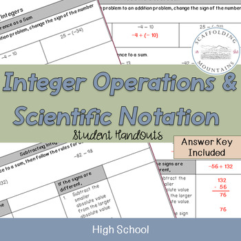 Preview of Integer Operations & Scientific Notation Guided Notes: High School