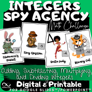 Preview of Integer Operations Spy Agency Math Challenge | Add Subtract Multiply Divide