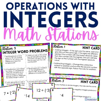 Preview of Integer Operations Math Stations | Math Centers