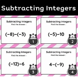 Integer subtraction Task Cards for Middle School Math(grad