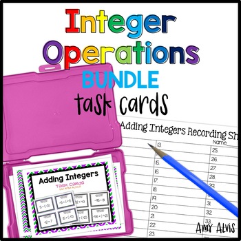 Preview of Integer Operations Task Cards Bundle