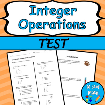 Preview of Integer Operations Test