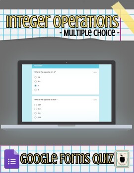 Preview of Integer Operations Test (Multiple Choice) - Google Forms Quiz