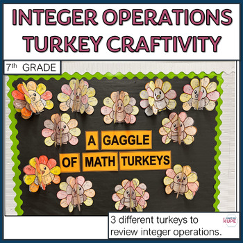 Preview of Integer Operations Turkey Craftivity and Bulletin Board
