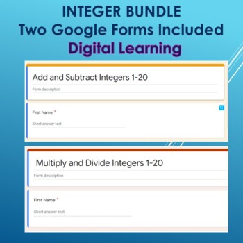 Preview of Integer Operations--Two Google Forms--Distance Learning BUNDLE