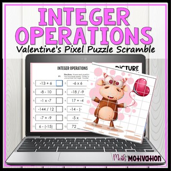 Preview of Integer Operations Valentine Picture Scramble